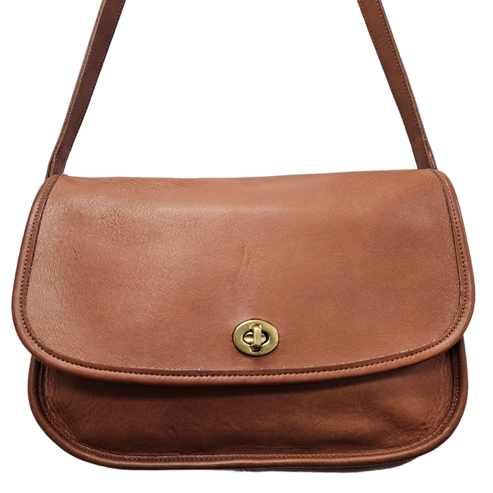 Vintage Coach Tan Leather City Bag Crossbody Adjustable